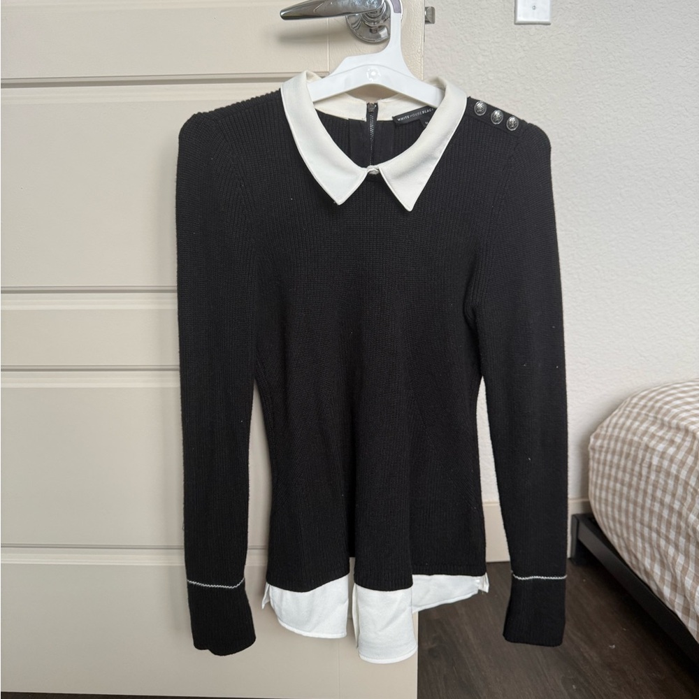 White House black market Sweater with White Collar